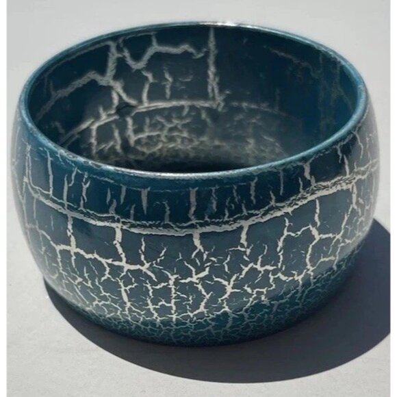 Wide Chunky Cracked Effect Quality Bracelet Bangle cuff bracelet Blue Green Sz 8 - Picture 3 of 7